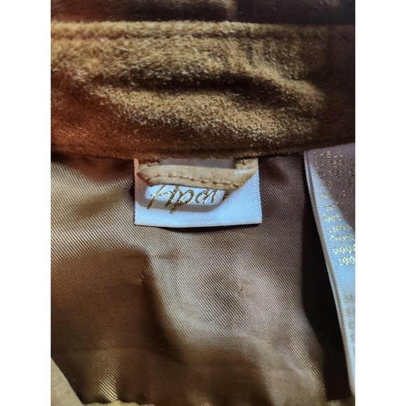 Apart Suede Trucker Jacket Brown Button Up Shirt Womens Size M Pig Leather - Picture 6 of 11